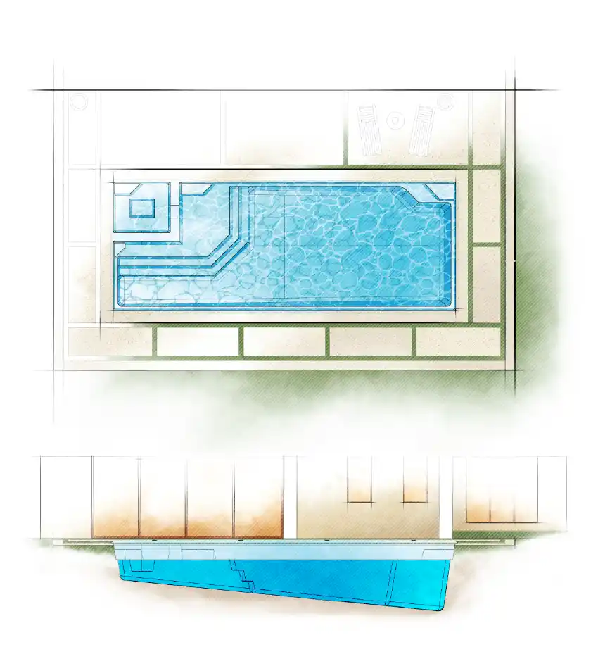The Luxe pool model by Aviva: Architectural drawing and key features