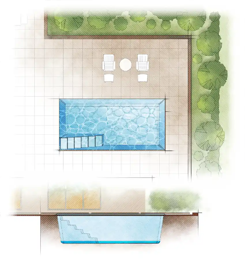 The Chic pool model by Aviva: Architectural drawing and key features