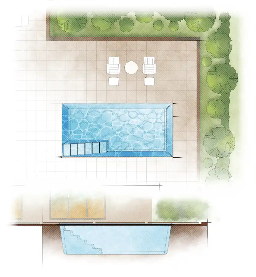 The Chic pool model by Aviva: Architectural drawing and key features