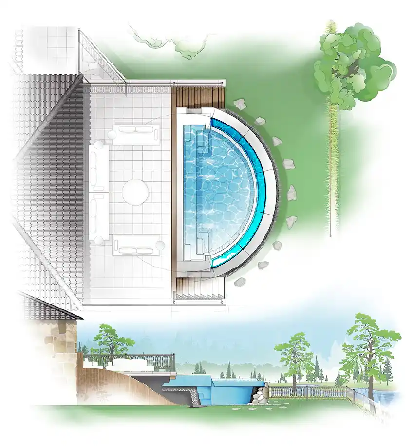 The Cosmopolitan pool model by Aviva: Architectural drawing and key features