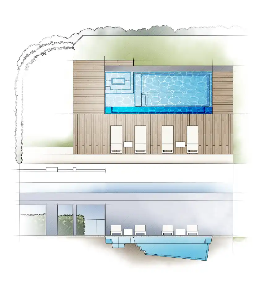 The Triumph pool model by Aviva: Architectural drawing and key features